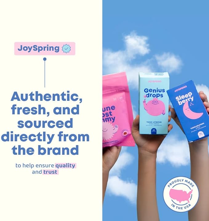 JoySpring Burst B12 Drops - Vitamin B Complex for Kids (2 fl oz) B2, B6, B5 + Methylcobalamin B12 Children Supplement to Support Healthy Growth & Development, Vegan B12, Ages 2-16+ | 60 Servings