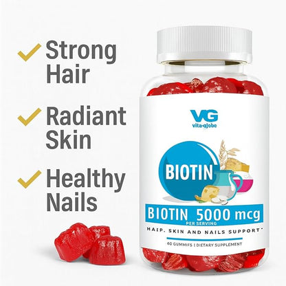 Biotin Gummy Vitamins 5000mcg - Mixed Berry Gummy for Hair, Skin & Nails, 40 Count (Pack of 1)