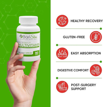 BariSlim Once Daily Bariatric Multivitamin Capsule - 18mg of Iron - Bariatric Vitamin & Supplement for Post Surgery Including Gastric Bypass & Gastric Sleeve | 90 Day Supply
