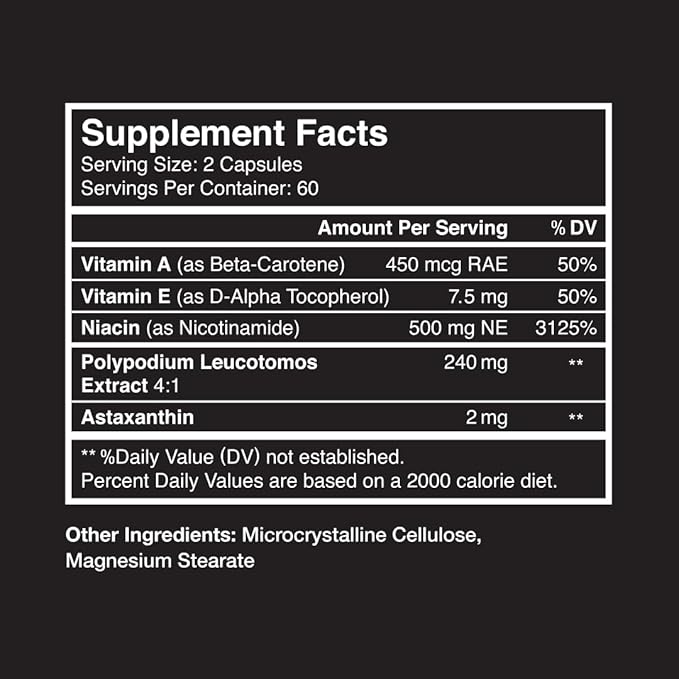 SunArmor Advanced with Nicotinamide and Powered by Polypodium Fights The Signs of Photoaging, Use with Sunscreen, Dermatologist Developed, 120 Capsules