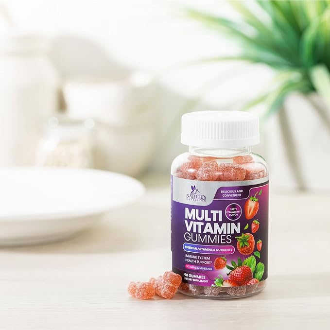 Multivitamin Gummies for Adults, Daily Gummy Vitamins & Minerals for Women & Men, Immune Support Gummy Multivitamins Supplement, Adult Multi VIT Vitamin with Vitamins A, C, D, B12, Zinc - 90 Gummies
