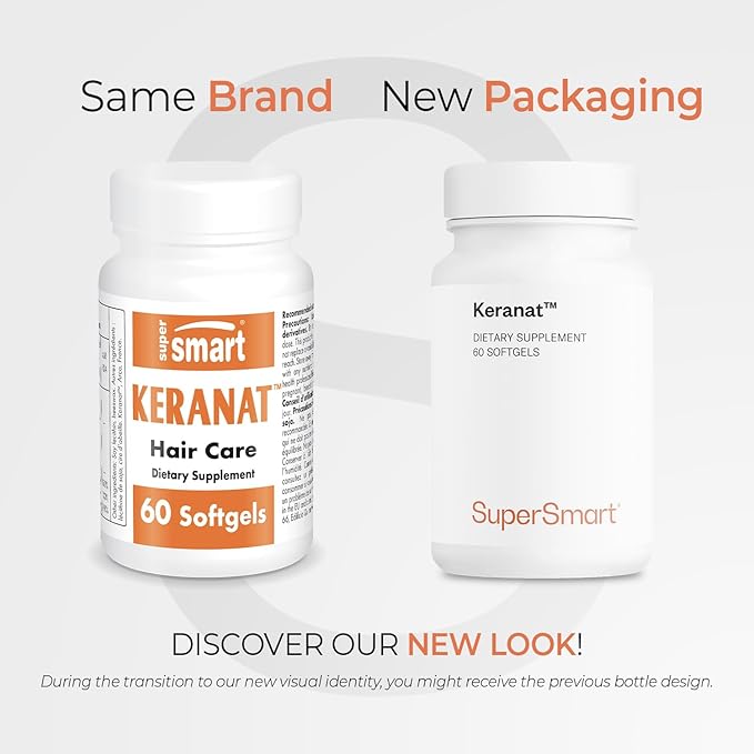 Supersmart - Keranat (Advanced Formula with Biotin) - Hair Supplement for Volume & Growth - Hair Loss Vitamins | Non-GMO & Gluten Free - 60 Softgels