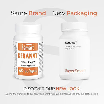 Supersmart - Keranat (Advanced Formula with Biotin) - Hair Supplement for Volume & Growth - Hair Loss Vitamins | Non-GMO & Gluten Free - 60 Softgels