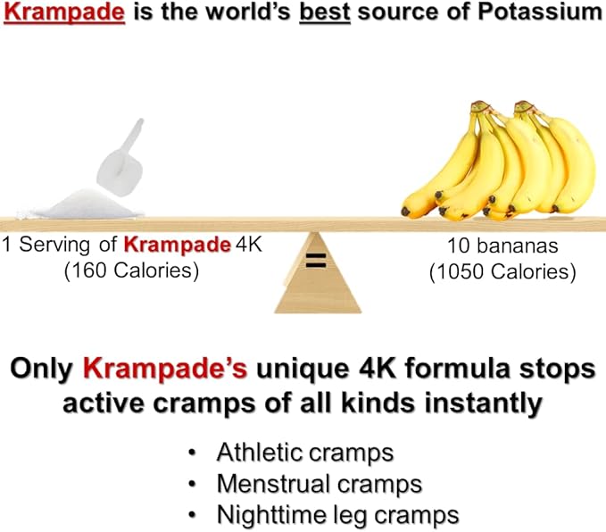 Electrolytes Powder Potassium Supplement - 4000 mg K+, >4X More Than Coconut Water | Instant Cramp Relief | Hydration Powder