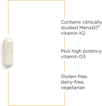 Integrative Therapeutics K2 + D3 - Supplement for Heart Health & Bone Strength* - Daily Vitamins for Calcium Absorption - Supports Vitality - Dairy-Free & Gluten-Free - 60 Count (60 Servings)