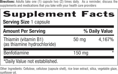 Country Life Benfotiamine with Thiamin, Nerve Health Support, 150mg, 60 Vegetarian Capsules, Certified Gluten Free, Certified Vegan