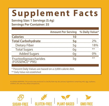 GOBIOTIX Prebiotic Fiber Supplement Powder for Digestive Health, Soluble Fiber for Gut Health, Gluten & Sugar Free, Keto, Vegan, 35 Servings (1 Pack)