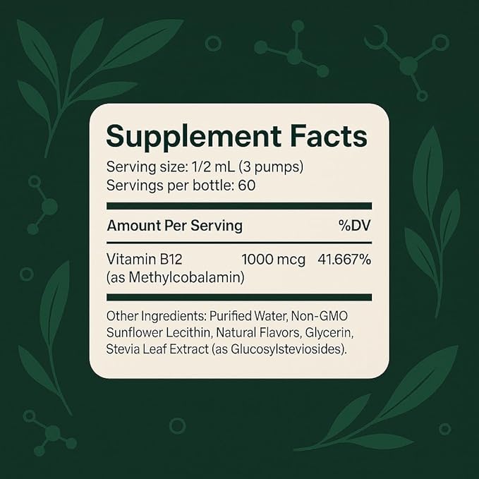 InErth Liposomal Vitamin B12 Liquid Drops - 1000 mcg Maximum Absorption Sublingual Methylcobalamin for Energy, Metabolism, Nervous System Immune Support - Vegan VIT B12 Complex Supplement 1 Fl Oz (1)