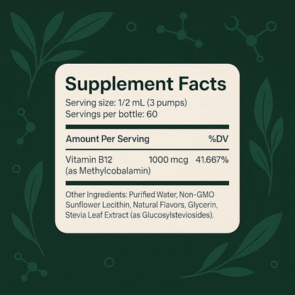 InErth Liposomal Vitamin B12 Liquid Drops - 1000 mcg Maximum Absorption Sublingual Methylcobalamin for Energy, Metabolism, Nervous System Immune Support - Vegan VIT B12 Complex Supplement 1 Fl Oz (1)