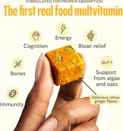 GEM Daily Multivitamin for Women & Men, 20+ Vitamins & Minerals zinc, Vitamin D, B, K, Folic Acid, Turmeric, Beta Glucan GLP-1 booster, Supports Gut, Skin, Brain, Immunity (Citrus Ginger, 28 Servings)
