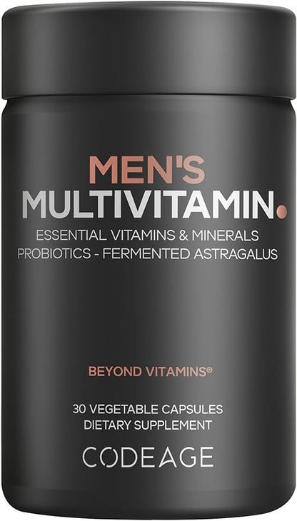 Codeage Men's Multivitamin - Daily Vitamins for Men with Vitamin A, C, D3, E, B12, Magnesium, Zinc, Iron, Chromium, Probiotics, Astragalus & More - 1 Capsule Per Serving - 30 Capsules