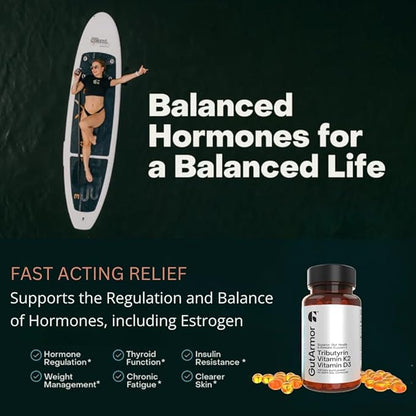 GutArmor Tributyrin Vitamin Complex, 180 Softgels, 350mg Butyrate with D3 3000IU & K2 120mcg, Gut Health Support