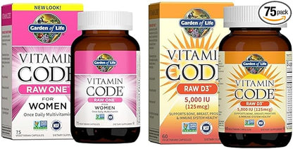 Garden of Life Vitamin Code Raw One Once Daily Multivitamin Capsules & Vitamin D