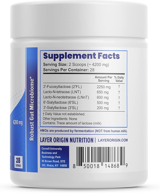Layer Origin SuperHMO Prebiotic Mix with 5 HMOs for Gut, Digestion, Brain Health - Powder, 28 Servings