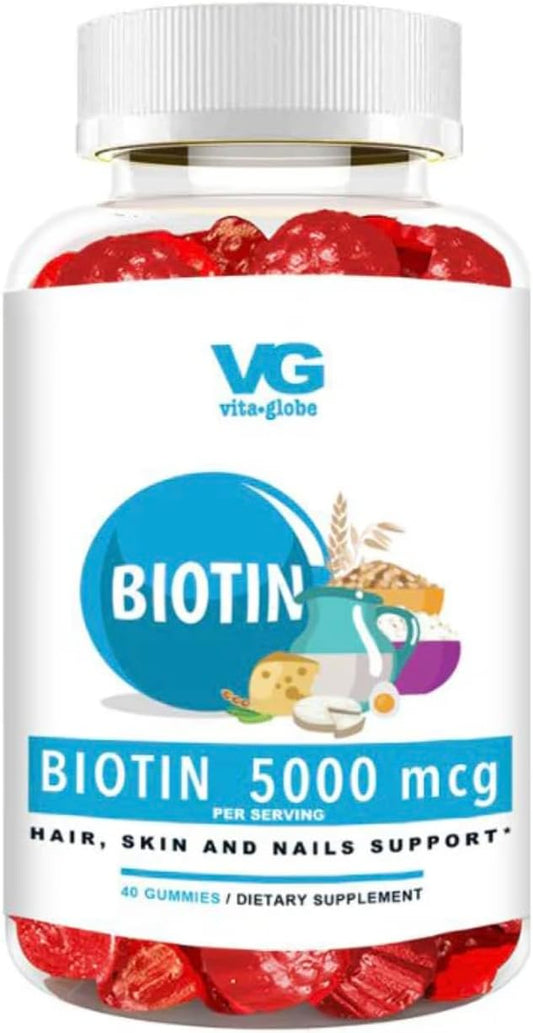 Biotin Gummy Vitamins 5000mcg - Mixed Berry Gummy for Hair, Skin & Nails, 40 Count (Pack of 1)