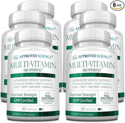 Approved Science Multi-Vitamin - with Full-Spectrum B-Vitamins, Green Tea, Lutein, Lycopene, Zeaxanthin, BioPerine - 360 Capsules - 6 Month Supply