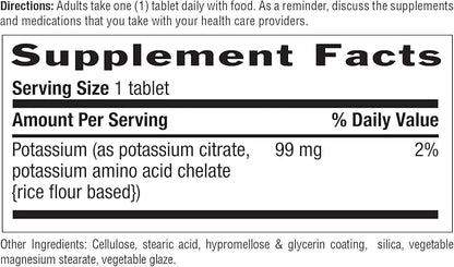 Country Life Potassium 99 mg Tablets - Chelated for Enhanced Absorption, Supports Neuromuscular Function & Electrolyte Balance, Certified Gluten Free, Vegan, Kosher, 250 Tablets