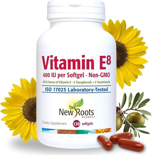 Vitamin E Supplement 400 IU Capsules Organic | All 8 Types of Naturally Sourced Vitamin E for Vision & Brain Support | 4 Tocopherols & 4 Tocotrienols for Men & Women (120 Softgels)