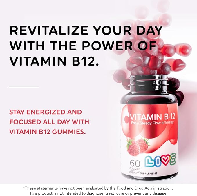 Vitamin B12 Gummies for Adults & Kids | Vegan Methylcobalamin B12 Supplement | Energy, Metabolism & Nerve Support | Raspberry Flavor | Non-GMO, Gluten-Free, Pectin-Based | 120 Count