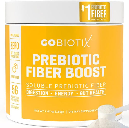 GOBIOTIX Prebiotic Fiber Supplement Powder for Digestive Health, Soluble Fiber for Gut Health, Gluten & Sugar Free, Keto, Vegan, 35 Servings (1 Pack)