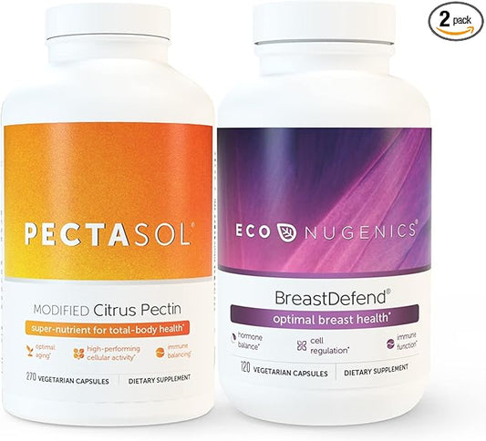 Ultimate Breast Health Supplement Bundle Including ecoNugenics BreastDefend and Pectasol-C Modified Citrus Pectin - DIM for Breast Support, Estrogen Hormone Balance, Cellular & Immune Health Support
