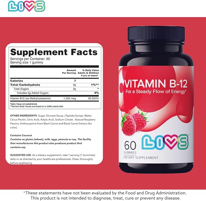 Vitamin B12 Gummies for Adults & Kids | Vegan Methylcobalamin B12 Supplement | Energy, Metabolism & Nerve Support | Raspberry Flavor | Non-GMO, Gluten-Free, Pectin-Based | 120 Count