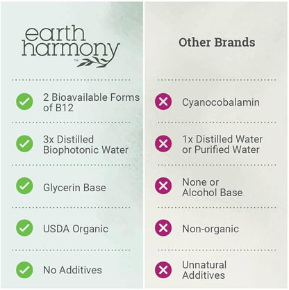 USDA Organic Vitamin B12 2000mcg Sublingual Liquid Supplement (2-Pack) - Vegan Methylcobalamin Drops for Natural Energy, Maintain Metabolism, and Immune System Support - 1 Fl Oz