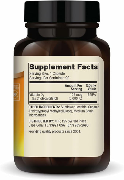 Dr. Mercola Liposomal Vitamin D3 - Supports Heart, Bone & Immune Health - 5,000 IU Per Serving - Non-GMO, Soy Free & Gluten Free - 90 Capsules (90 Servings)