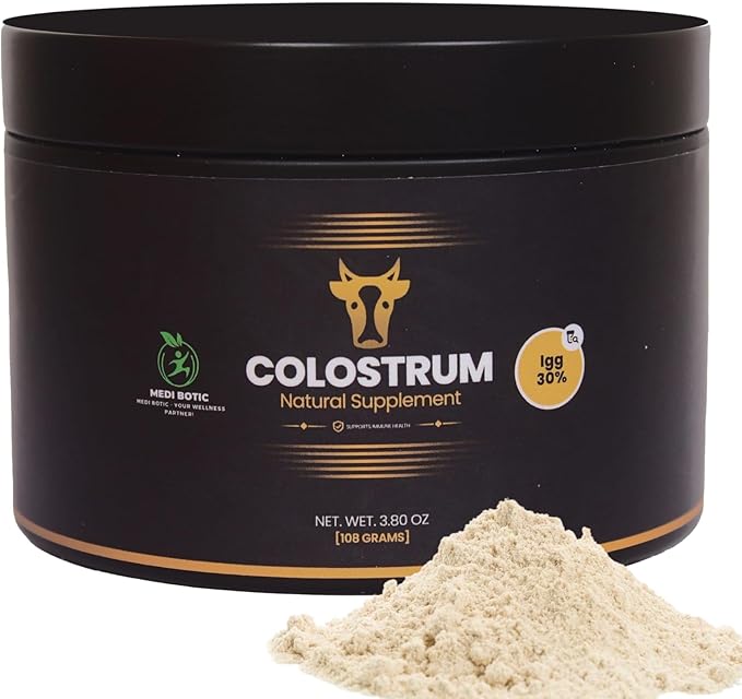 Colostrum Supplement Powder for Humans, Bovine Colostrum for Gut Health, Immune Support, Hair Growth, Beauty Supplement, Muscle Recovery & Wellness - Gluten, Sugar & Fat Free Unflavored 108 Grams