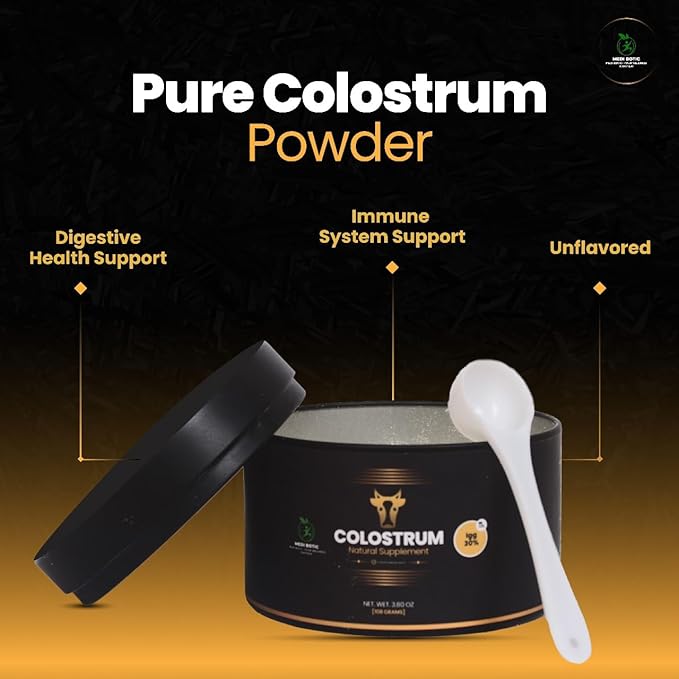 Colostrum Supplement Powder for Humans, Bovine Colostrum for Gut Health, Immune Support, Hair Growth, Beauty Supplement, Muscle Recovery & Wellness - Gluten, Sugar & Fat Free Unflavored 108 Grams