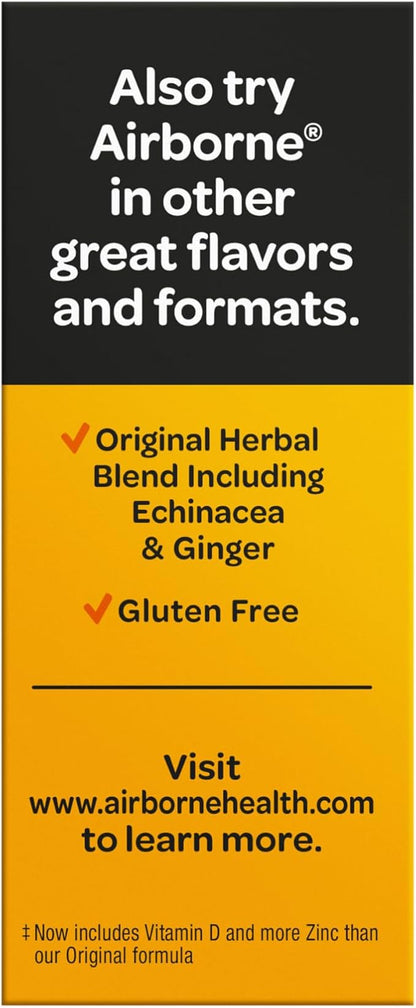 Airborne 1000mg Vitamin C with Vitamin D & Zinc, Sugar Free Multivitamin Immune Support Supplement, Antioxidants Vitamins A C & Vitamin E, 30 Effervescent Tablets, Zesty Orange Flavor
