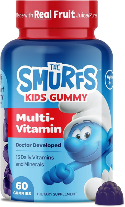 Smurfs Kids Multivitamin Gummies | Multivitamin Gummies for Kids with 15 Vitamins & Minerals | Made with Real Fruit | Doctor Developed | Non-GMO and No Artificial Flavors or Colors | 60 Gummies