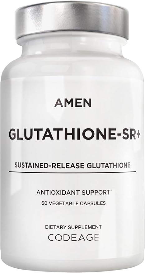 Amen Glutathione-SR+ Advanced Sustained-Release Supplement - 2-Month Supply - Reduced L-Glutathione - Galactomannans Fenugreek Seed - Time-Reduced Matrix - Non-GMO - 60 Capsules