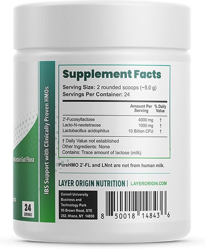 Layer Origin PureHMO IBS Support - Clinically Tested Super Prebiotic + Probiotic for IBS - Strengthen Gut Barriers and Restore Your Gut Functions