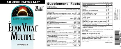 Source Naturals Elan Vital Multiple - Supports Brain, Heart, Liver, Immune, Energy Boost - 180 Tablets