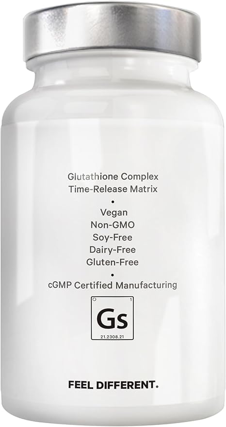Amen Glutathione-SR+ Advanced Sustained-Release Supplement - 2-Month Supply - Reduced L-Glutathione - Galactomannans Fenugreek Seed - Time-Reduced Matrix - Non-GMO - 60 Capsules