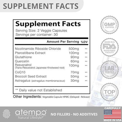 NAD+ Supplement 1000 mg High Absorption – Supports Energy, Cellular Health, Brain Function, and Healthy Aging – Pure NAD Formula with 60 Capsules