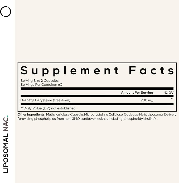 Codeage Liposomal NAC Supplement - N-Acetyl L-Cysteine Amino Acid - 2 Month Supply - Free-Form NAC - Phospholipid Complex - Vegan, Non-GMO, Gluten-Free, Dairy-Free - 120 Capsules