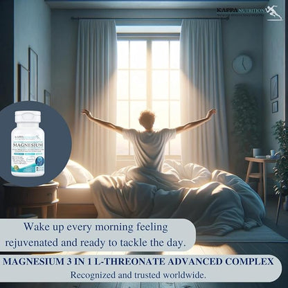 Kappa Nutrition Magbrain™ Magnesium L-Threonate Plant-Based, 420mg Elemental Magnesium (3 Capsules) from 2,253mg, 90 Vegan Capsules, Brain, Sleep & Muscle Support.