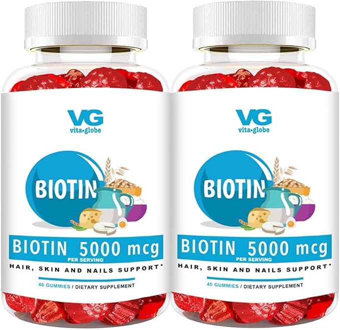 Biotin Gummy Vitamins 5000mcg - Mixed Berry Gummy for Hair, Skin & Nails, 80 Count (Pack of 2)