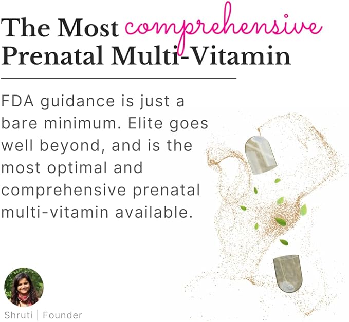 Ayurvedic Elite Prenatal Vitamins with Folate, Choline, Iron, Iodine & more | Made in USA | Optimal Bioavailability | Supports Baby's Growth and Brain Development | 30 Day Supply - OSH Wellness