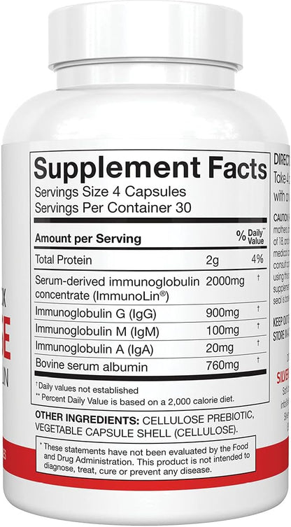Silver Fern Cleanse - Daily Gut - 1 Bottle - 120 Capsules - 30 Day Supply - Immunoglobulin G, A & M -(IgG, IGA, IgM) - Postbiotic
