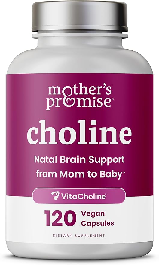 Prenatal Choline Supplements 550mg | 120 Capsules | Supports Baby’s Brain Development & Cognitive Function During Pregnancy & Nursing | Ultra Pure Natal VitaCholine, Vegan Choline Bitartrate for Women