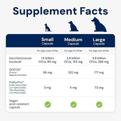 Dog Probiotics - GMP Prebiotics and Probiotics - Reduce Diarrhea Flareups - for Dogs Under 20 lbs (60 Capsules) - DoggyBiome
