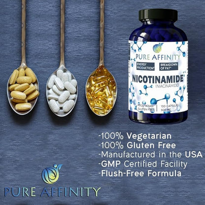 200 Count! B3 Nicotinamide 500 mg Effective Flush-Free Niacin. Energy Booster, Cell Regenerator, Supports Cognitive Decline, Anti-Aging and Helps Breaks Down Carbs & Fats (200 Ct)