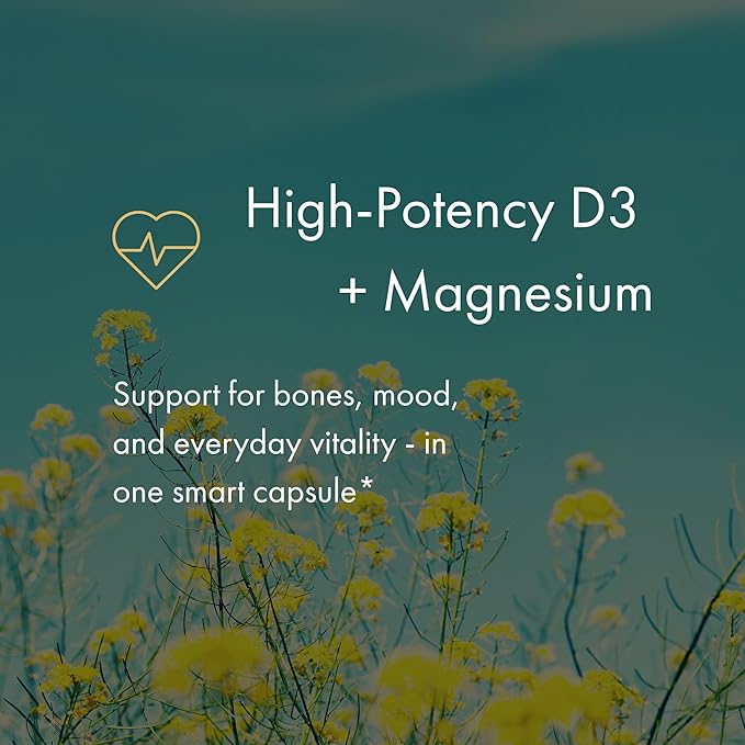 NAOMI Activated Vitamin D3 5000 IU (125 mcg) Supplement with Magnesium for Strong Bones, Teeth, Muscle, Immune and Mood Support, Non-GMO, Gluten Free, 60 Veggie Caps, 30 Day Supply