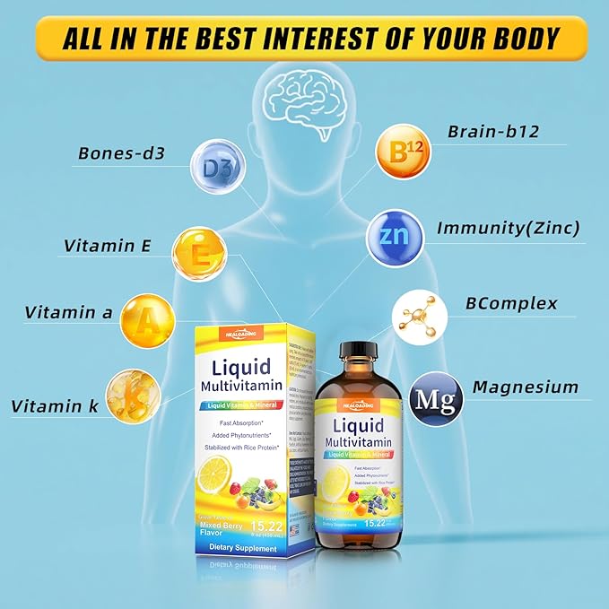 Nutritious Liquid Multivitamin for Women：Liquid Multi Vitamin with Amino Acids Zinc Selenium Mixed Fruit Flavor - Convenient Daily Nutrient Supplement