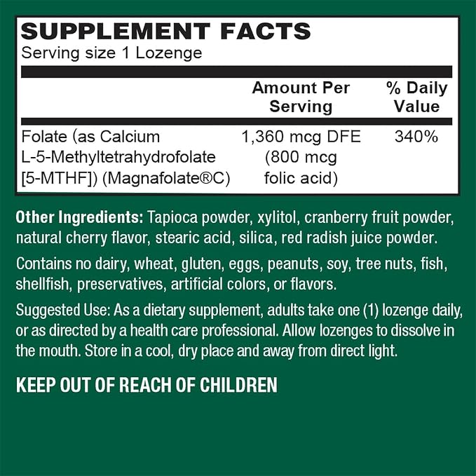PlantFusion Vegan High Potency Methylfolate 5-MTHF – Fast Acting Sublingual Methyl Folate Supplement is 6X More Absorbable - Non-GMO, Supports Cardiovascular & Brain - 60 Lozenges