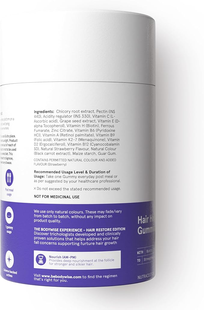 Be Bodywise Biotin Hair Growth Gummies for Women I Sugar Free I Hair Skin and Nails Vitamins I Biotin, Zinc, Folic Acid, Vitamin C, Keratin & Multivitamin I 100% Vegan, Gluten Free I 60 Day Pack