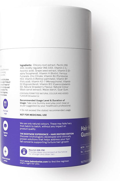 Be Bodywise Biotin Hair Growth Gummies for Women I Sugar Free I Hair Skin and Nails Vitamins I Biotin, Zinc, Folic Acid, Vitamin C, Keratin & Multivitamin I 100% Vegan, Gluten Free I 60 Day Pack